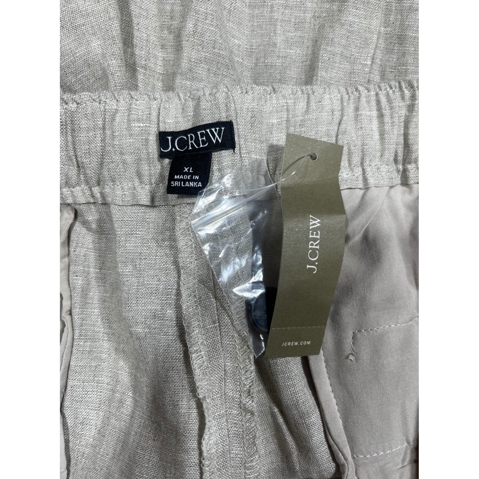 J.Crew Womens Beige Linen Shorts Elastic Back Waist Flat Front Old Money Preppy