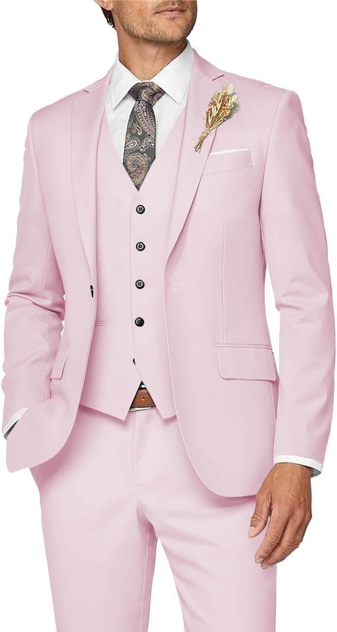 3 Piece Slim Fit Suit for Men Formal Business Wedding Prom Tuxedo Set