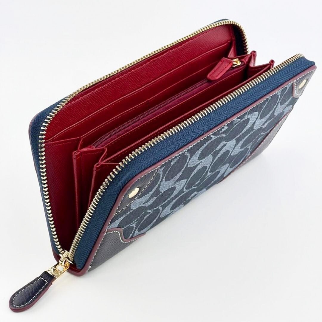 COACH Long Zip Around Wallet Signature Denim F53769 outlet New with Box