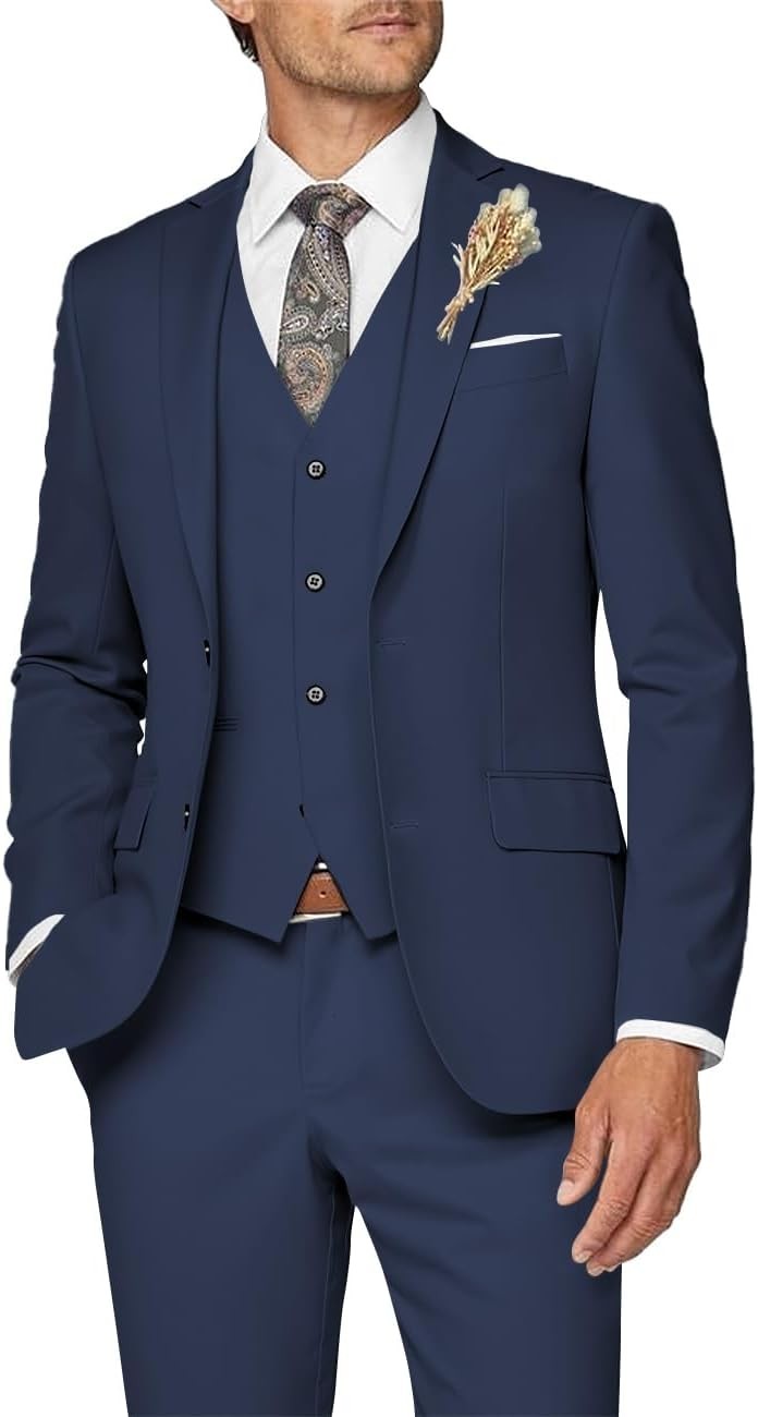 3 Piece Slim Fit Suit for Men Formal Business Wedding Prom Tuxedo Set