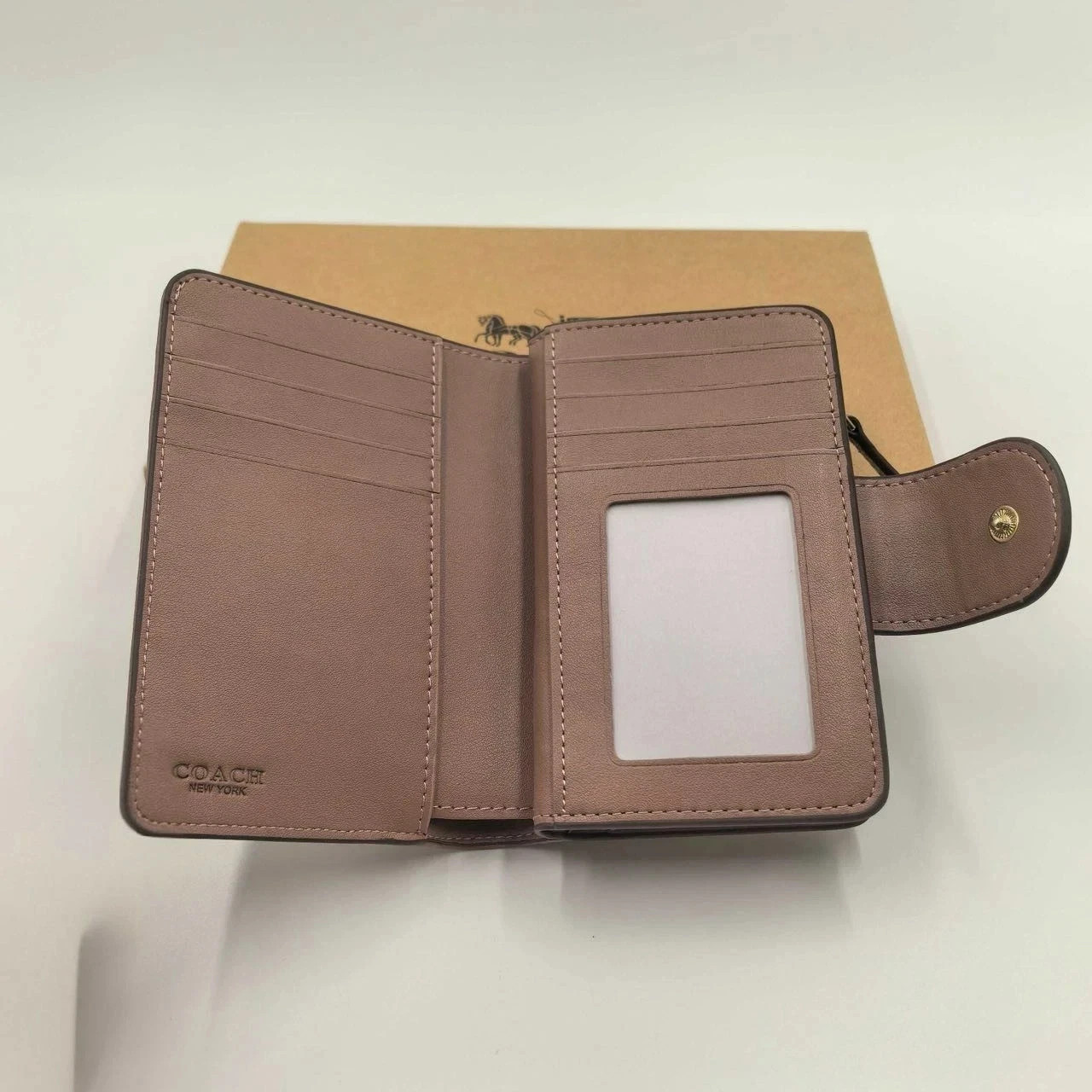 COACH CEC32 Medium Corner Zip Wallet Signature Jacquard w Floral Embroidery