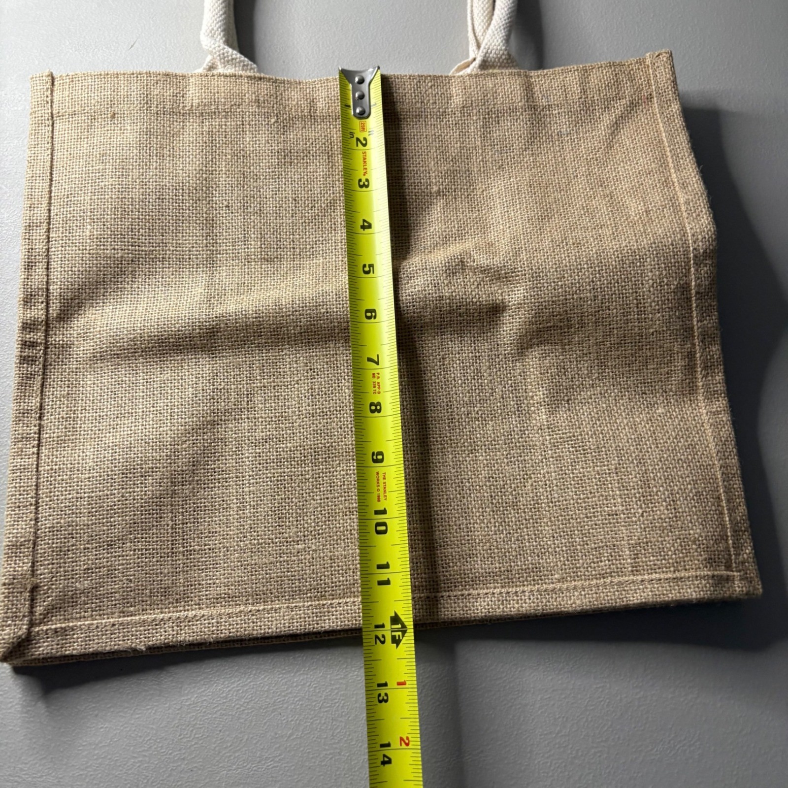 Natural Jute Burlap Tote Bag Eco Friendly Shopper with Rope Handles Tan ECH22A0S