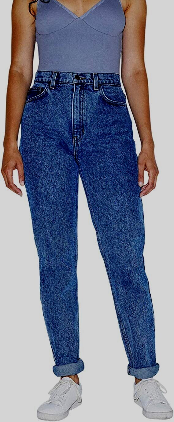 AMERICAN APPAREL LADIES HI-WAIST JEANS MEDIUM WASH 100% COTTON CHOICE OF SIZE