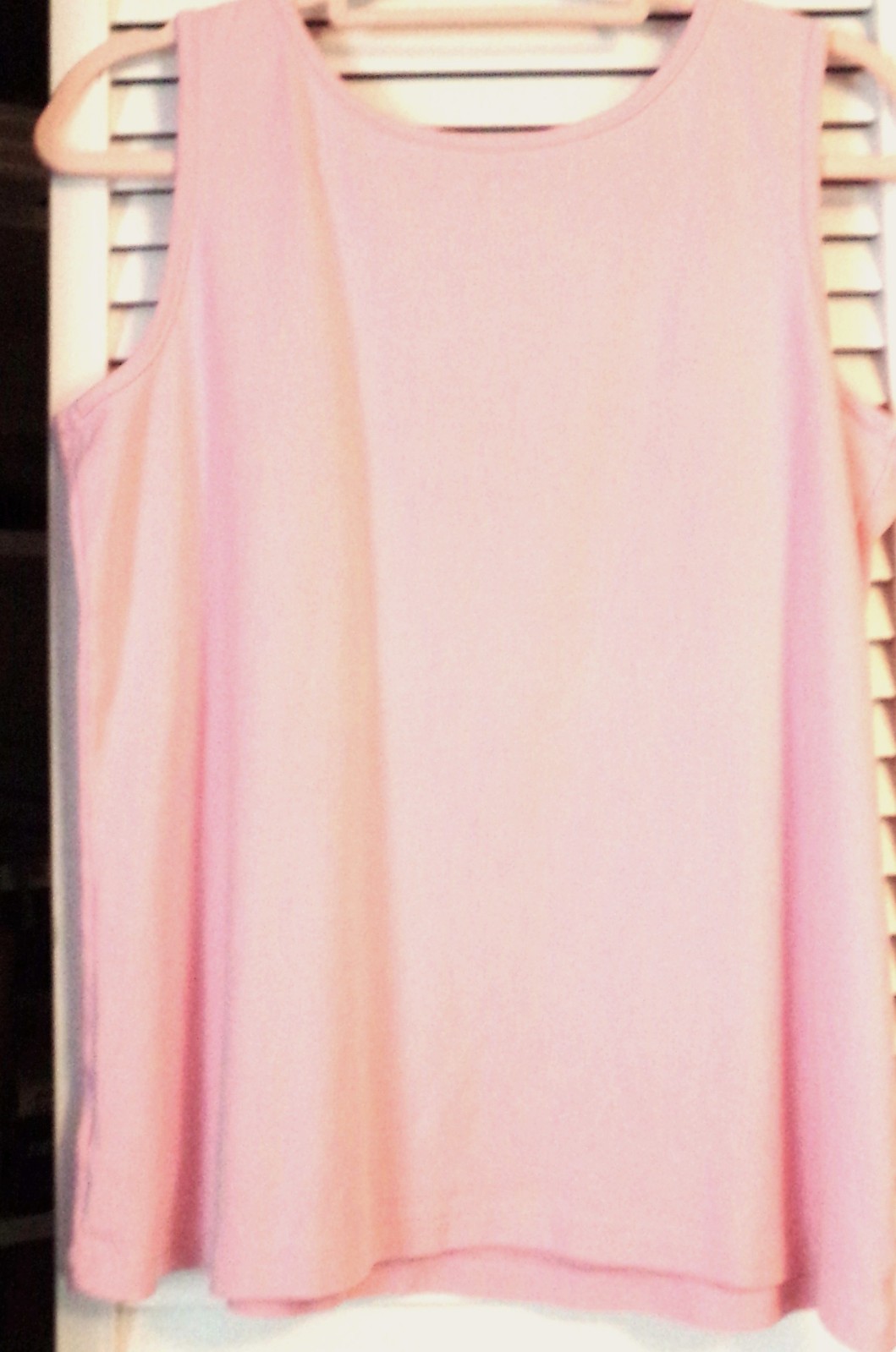 Lands End Scoop Neck Tank Top 100% Cotton Clear Pink Lg EUC