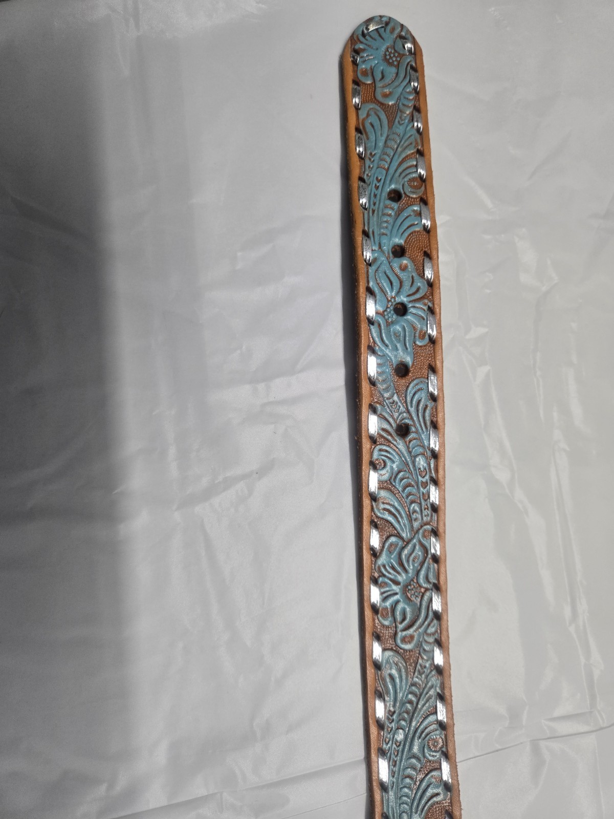 Krazy Cow Leather Belt With Faux Turquoise Buckle, Style 8180T