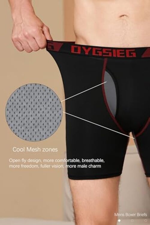 Men’s Boxer Briefs,Fly with X-Large Regular-6‘’ Inseam Regular Leg – Black*5