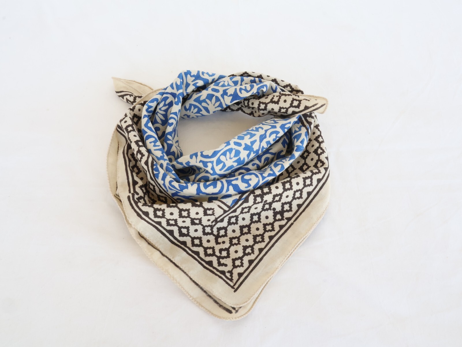 Cotton Bandana Bohemian Style 100% Cotton Neck Scarf Boho Hand Block Print Soft