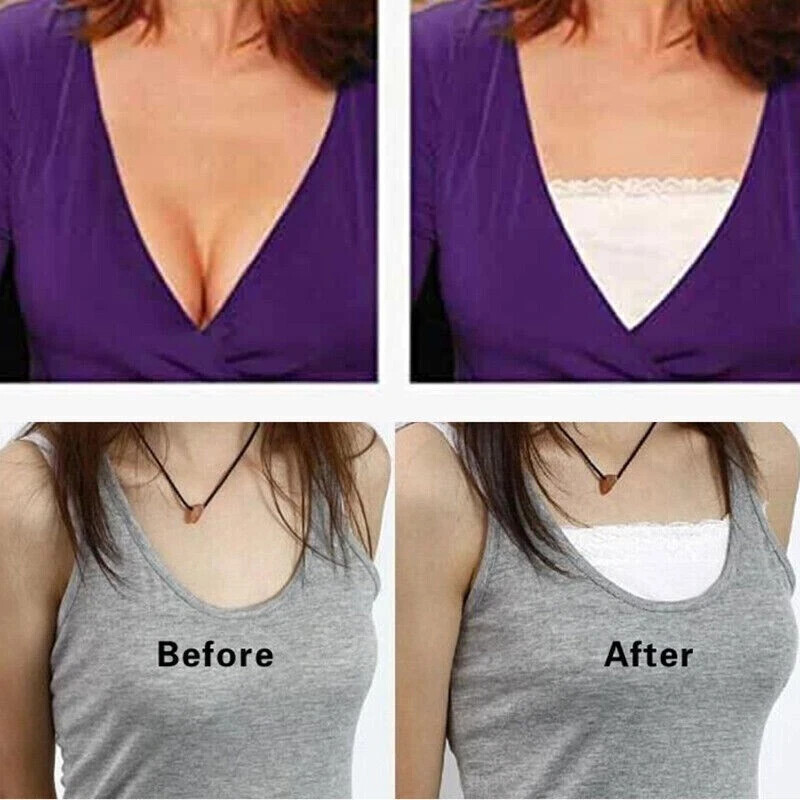 7 Pack Women Lace Cami Clip-on Mock Camisole Overlay Modesty Panel