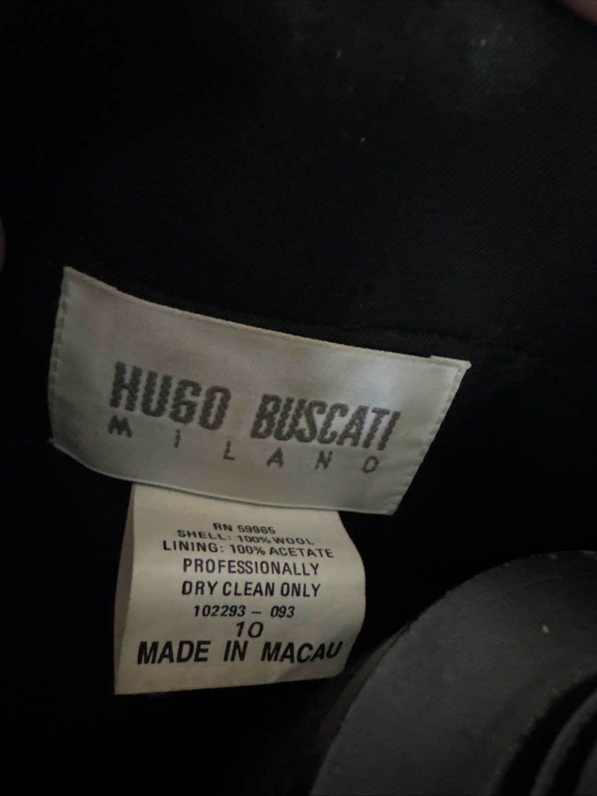 Hugo Buscati Doubled Breasted Black Blazer With Gold Crest Buttons Size 10