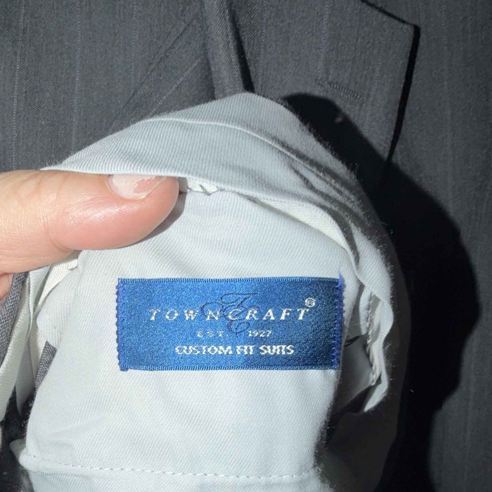 Towncraft Men’s Custom Fit 2-Piece Gray Striped Suit 52 Regular 42×33