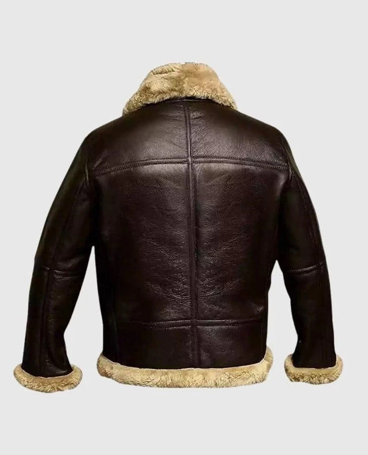 Men’s B3 RAF Shearling Real Leather Aviator Flying Bomber Jacket Brown
