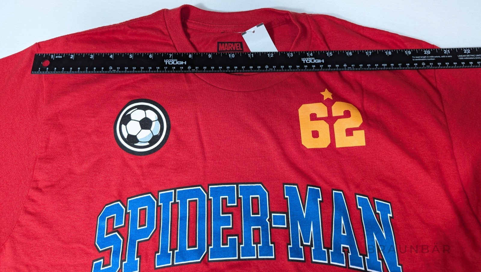 Marvel Spiderman Soccer Jersey Style Shirt Mens L Large Red Back Print Logo NWT
