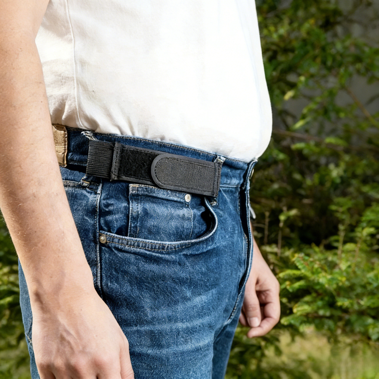 2PCS Adjustable No Buckle Belt for Men Elastic Stretch Waist Comfort Belt/L size