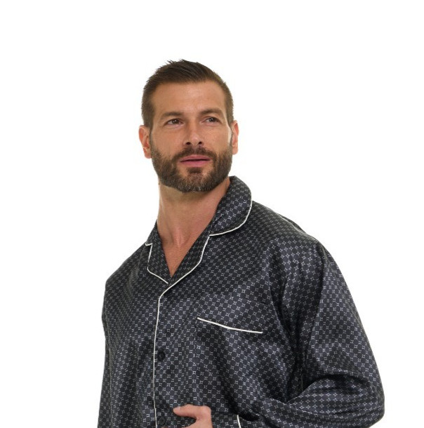Mens Silk Satin Pajamas -PJ Set +CHECKER Pattern ”5 DAY DELIVERY – USA Seller”