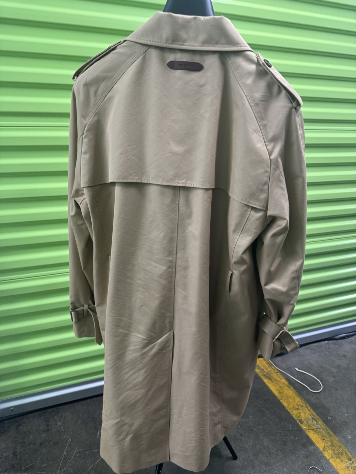 Coach Men’s Beige Long Trench Coat Cotton Blend Button Closure Size xxl