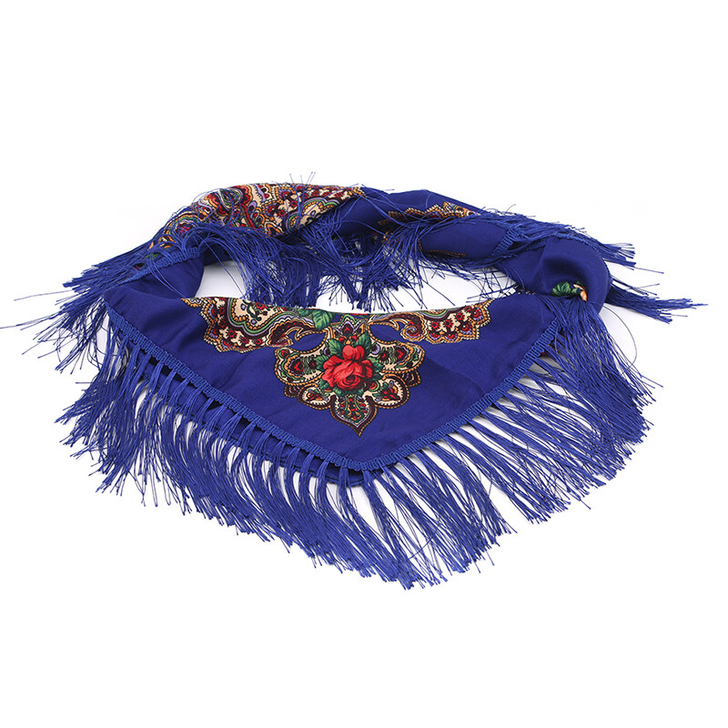 Ethnic Style Shawl Print Square Scarf Cotton Scarf Retro Tassel Shawl Women