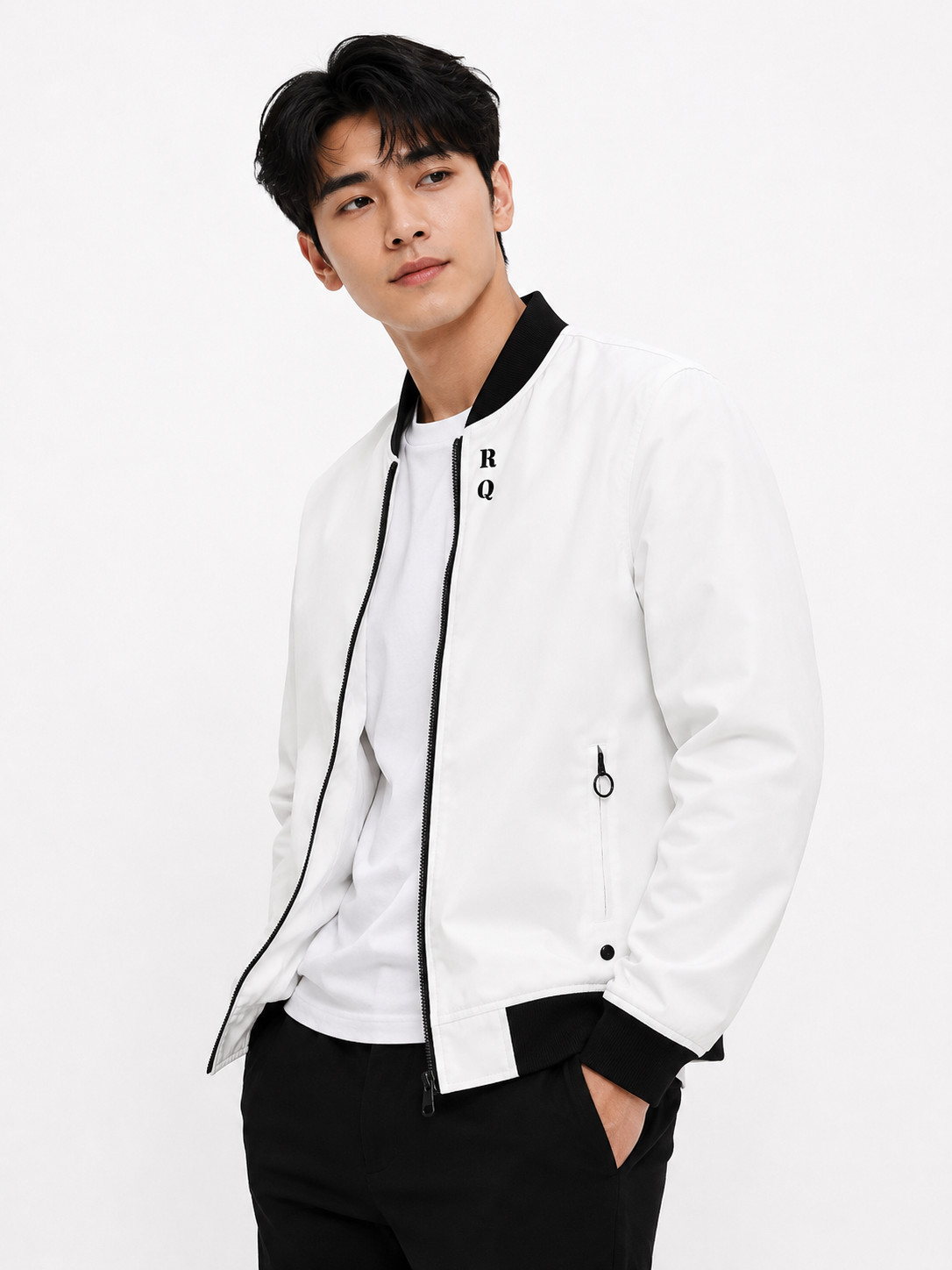 Men’s White “Like Father Like Son” Bomber Jacket DTF Print Cotton Poly XXS-5XL