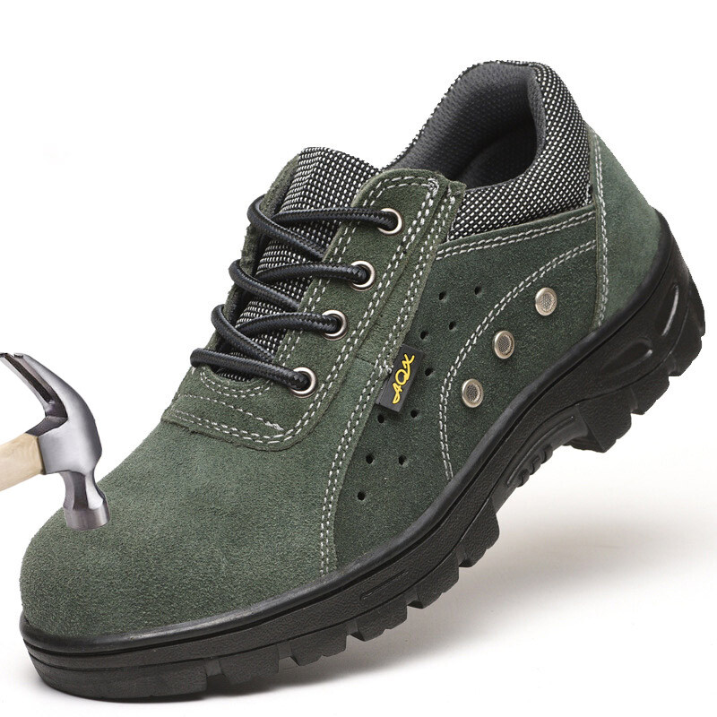 Mens Green Work Boots Breathable Safety Shoes Steel Toe Cap Slip Resistant Size