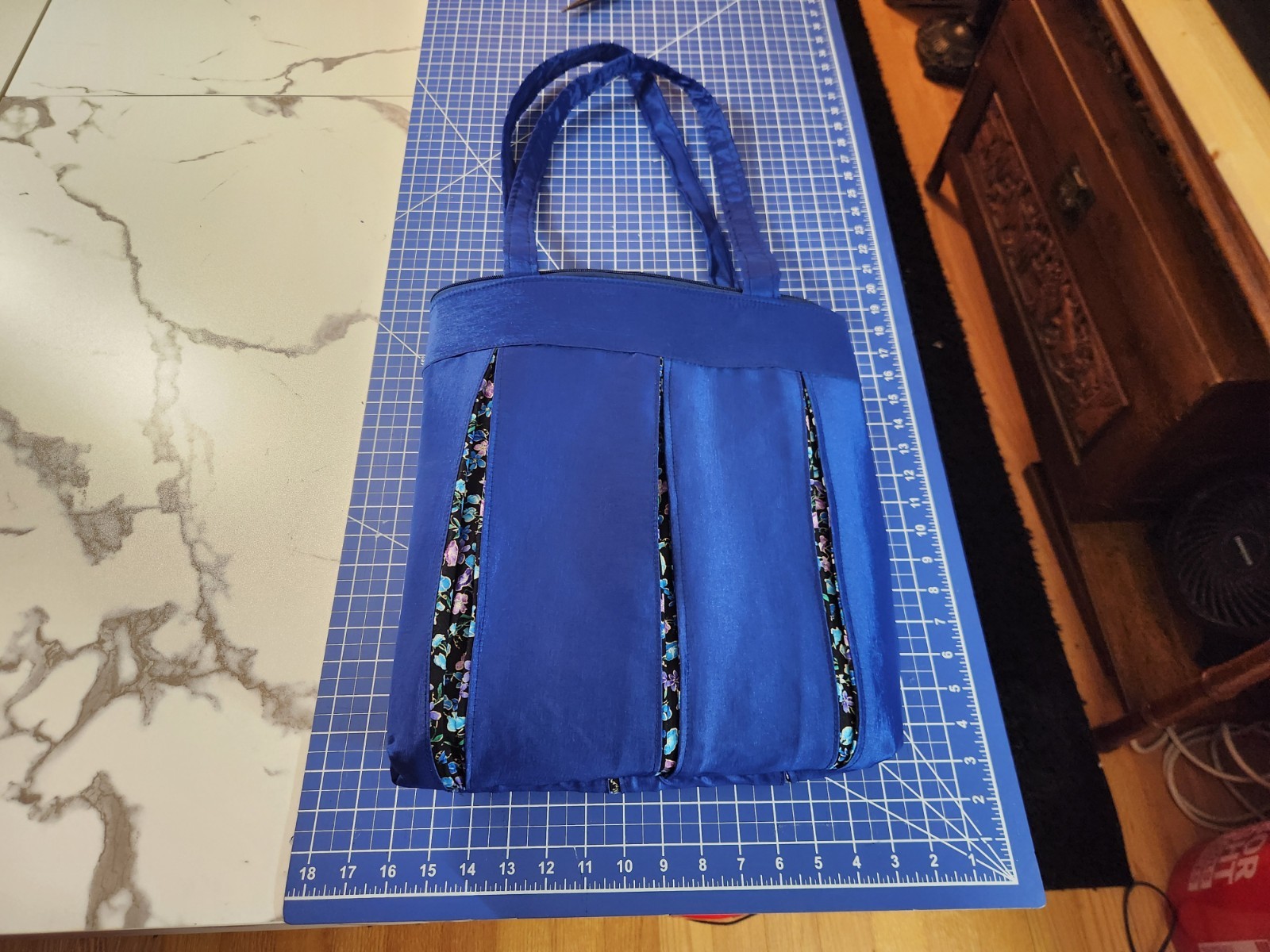 Royal Blue Satin Tote Bag