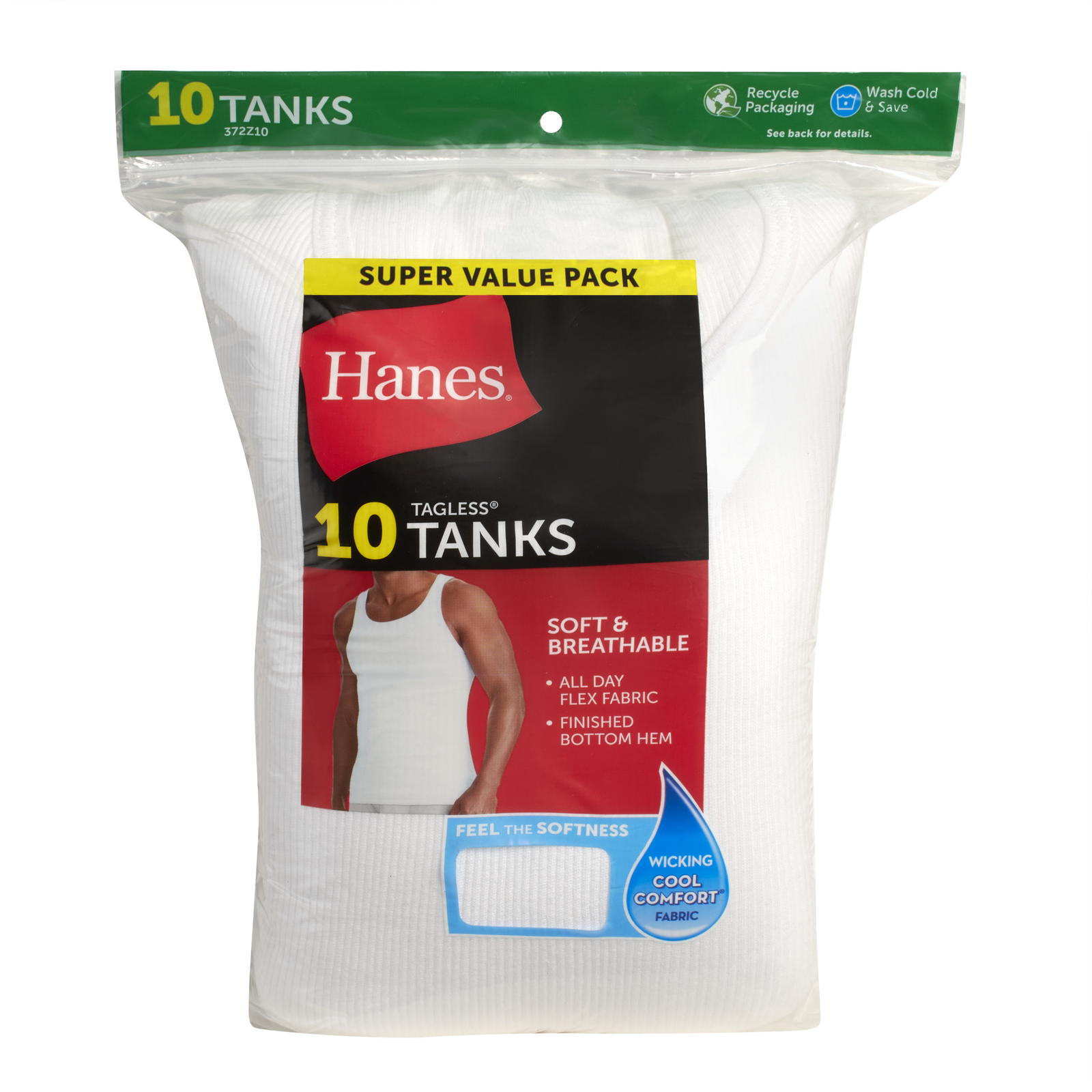 Hanes Tank Undershirt 10-Pack ComfortSoft Value Tag Itch Free Ribbed White S-3XL