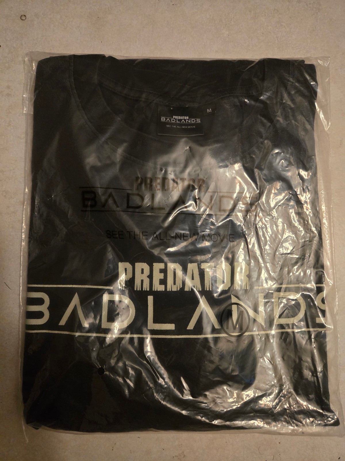 PREDATOR: BADLANDS Promo Logo Movie Heavy Weight Dark Gray T-Shirt (Medium) NEW