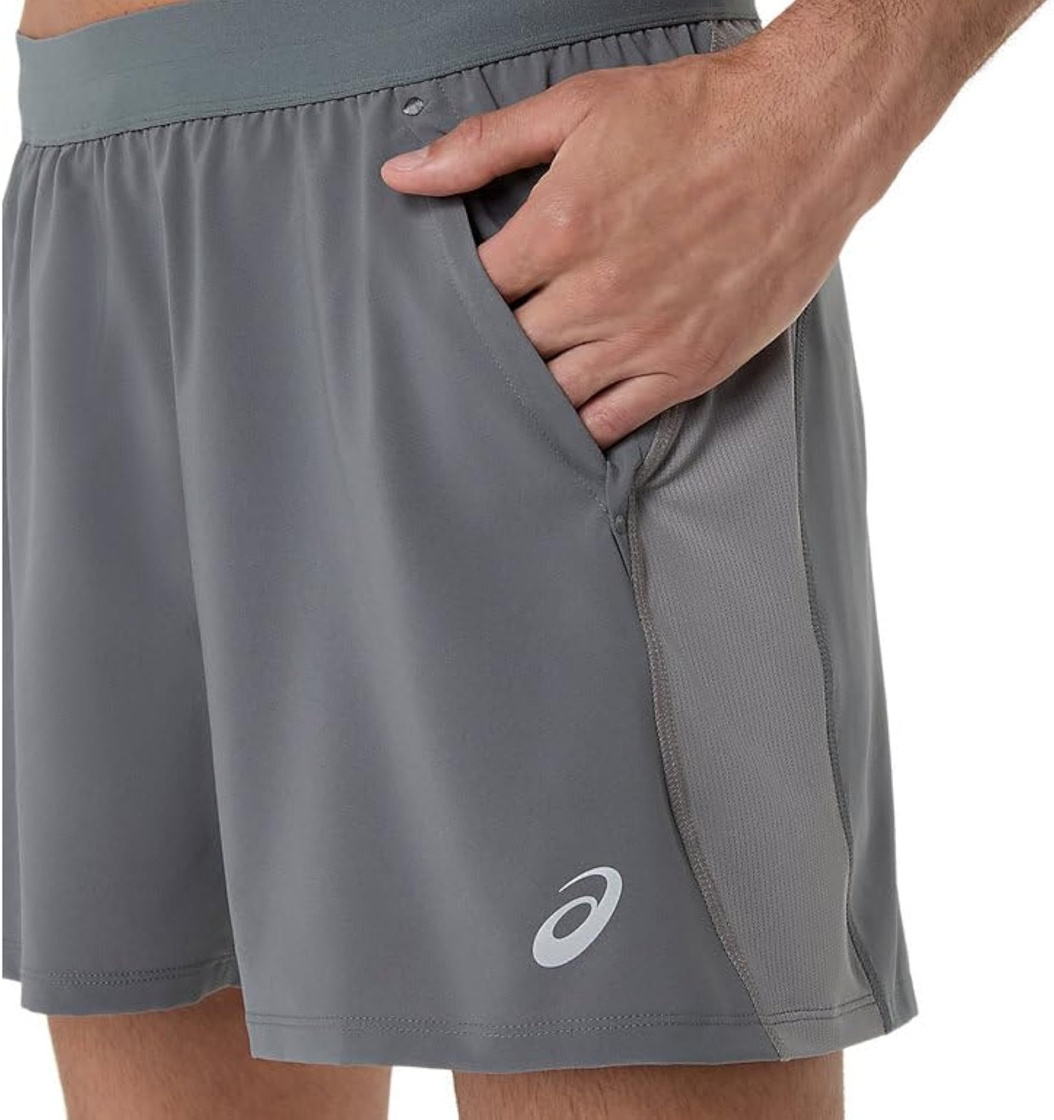ASICS Men’s Road 5IN Short Running Apparel, L, Clay Grey/Steel Grey/Illuminate G