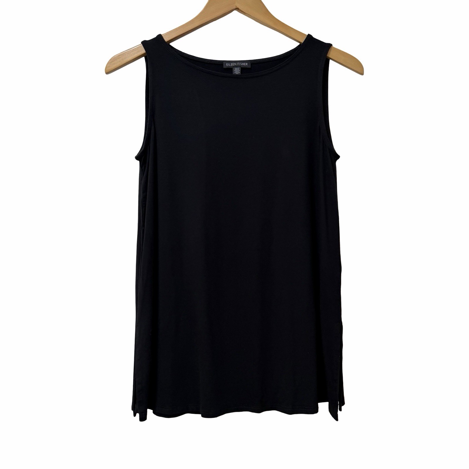Eileen Fisher Woemns Jersey Relaxed Tank Top Size XS Black Minimalist Capsule