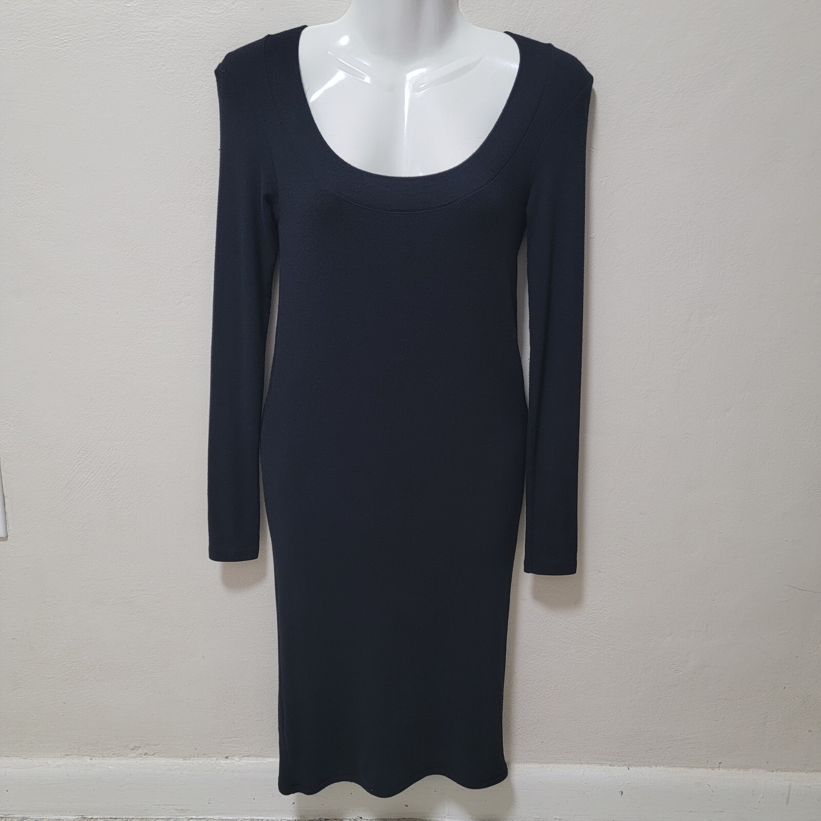 ATM Anthony Thomas Melillo Dress Black Ribbed Knit Bodycon Stretchy Sweater S