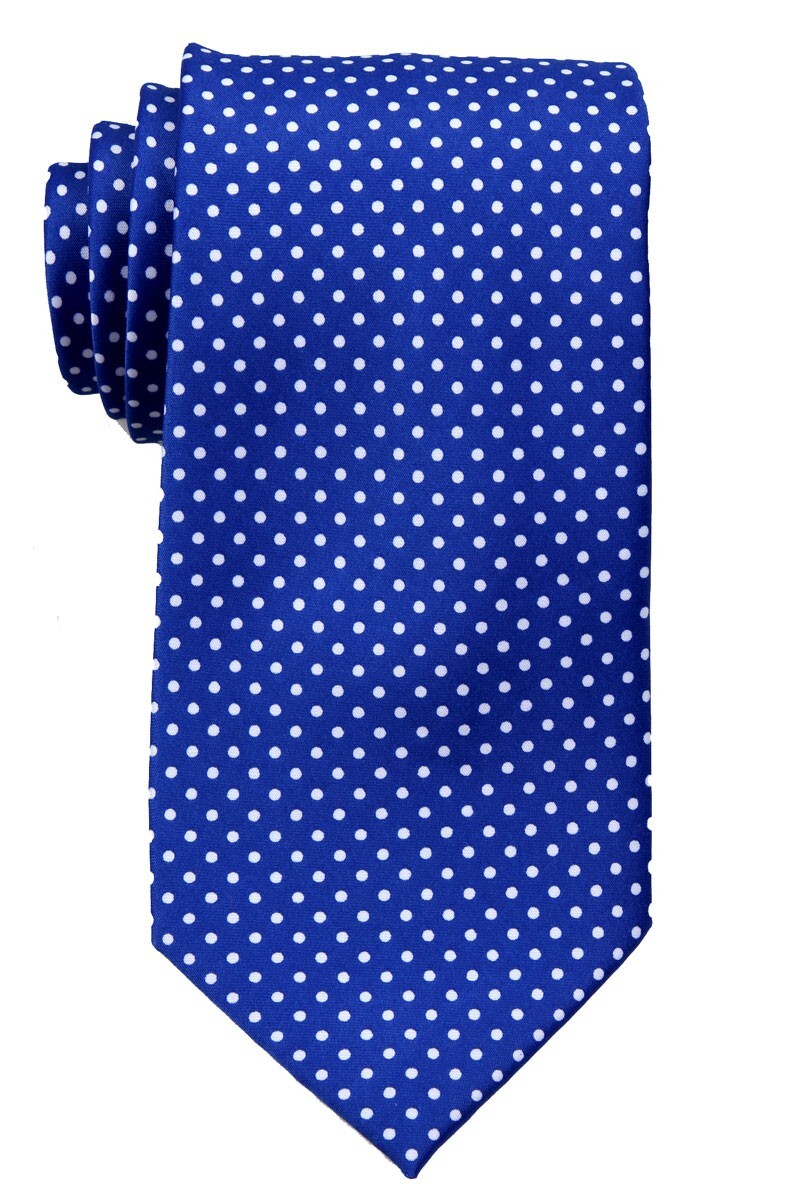 Men’s XL Extra Long Royal Blue and White Dot Necktie Business Weddings Casual