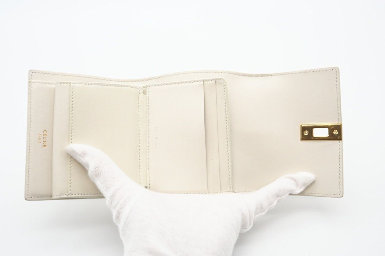Returns accepted within 3 days CELINE Satin Calfskin Small Tri Fold Wallet 10F52