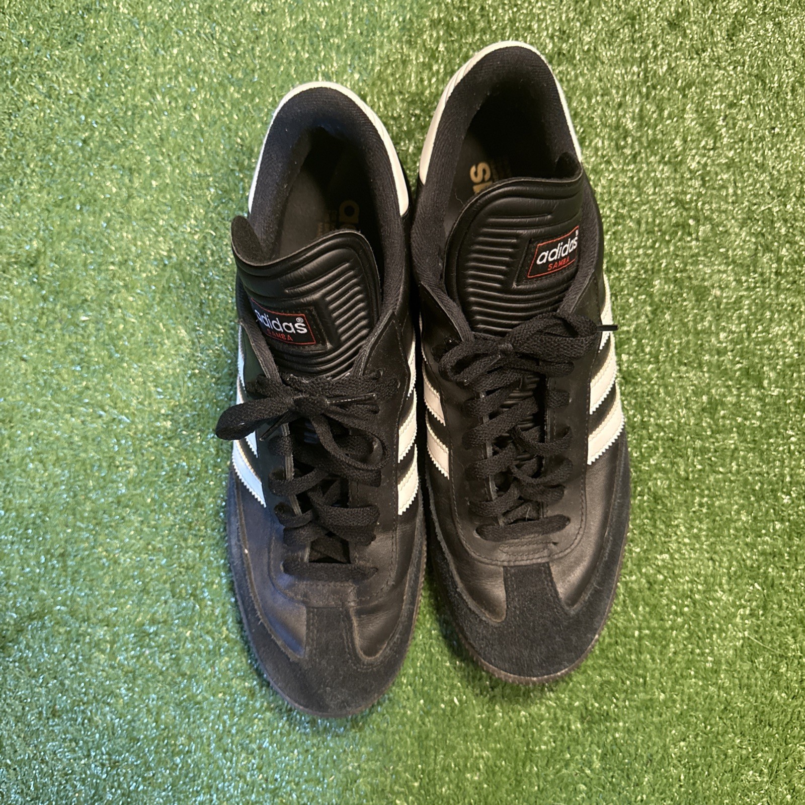 Adidas Samba Shoes Mens Size 10.5 Black Leather Indoor Soccer Sneakers 034563