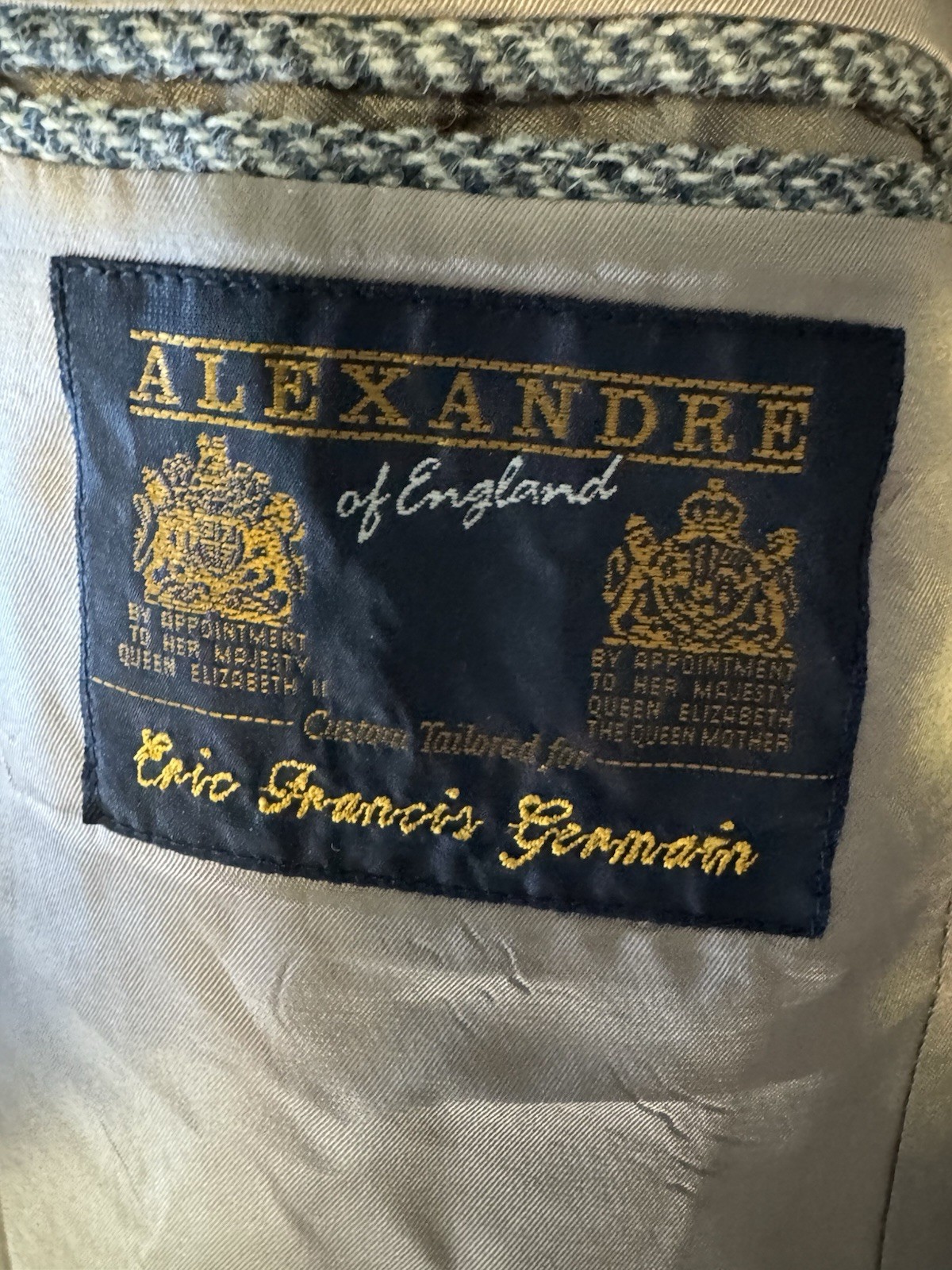 Vintage Alexandre of England Wool Tweed Herringbone Suit Coat 2-Button Notch