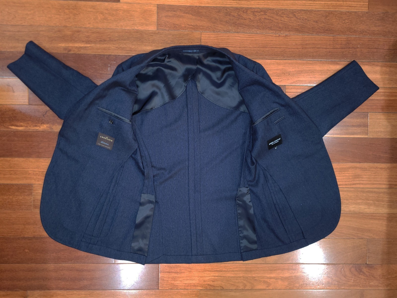 Spier Mackay Navy/Blue Wool Patch Pocket Peak Lapel Blazer 42R Slim