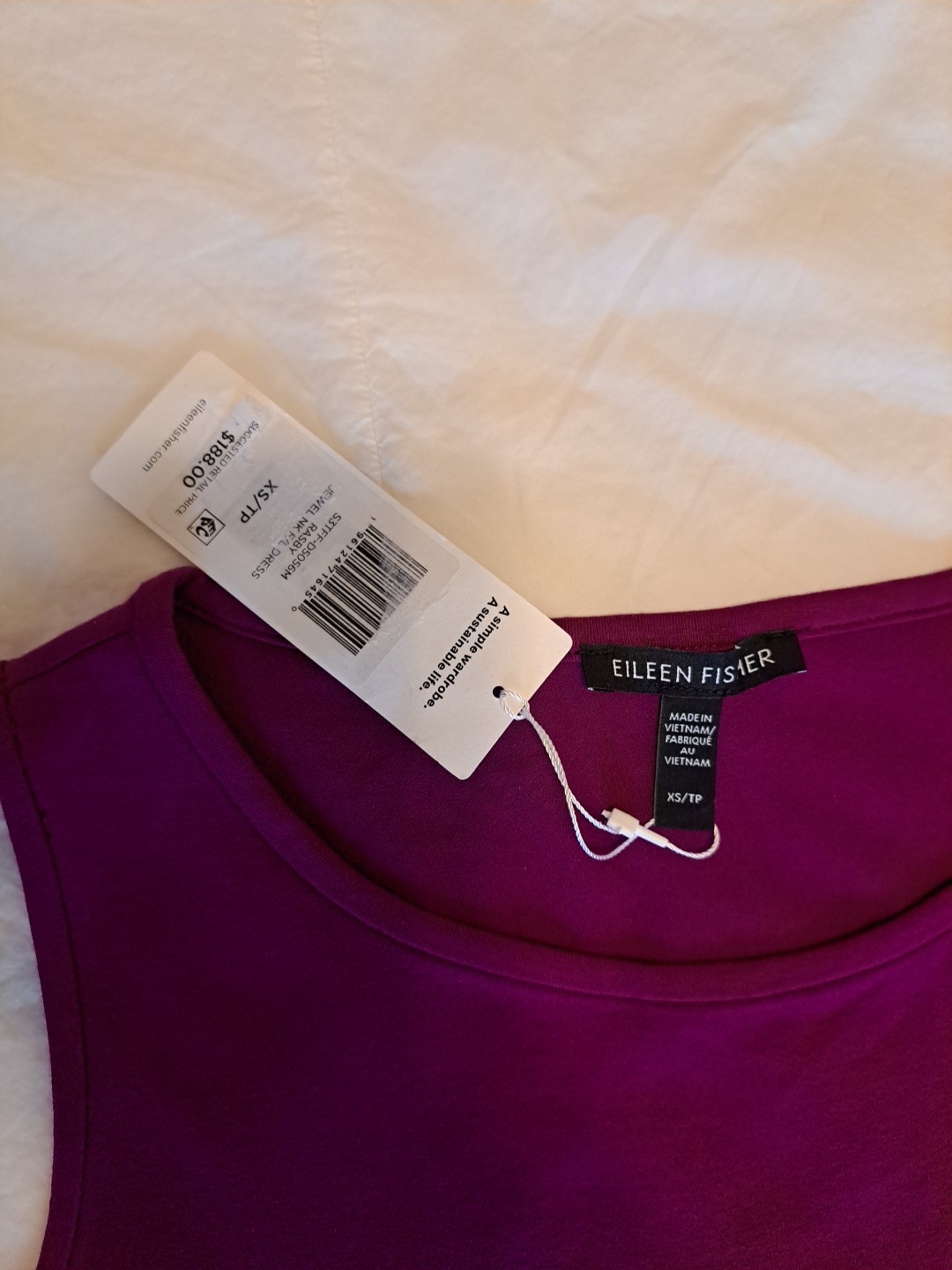 Eileen Fisher Rasby Jewel Nk F/L Dress Sz XS NWT Returns Accepted