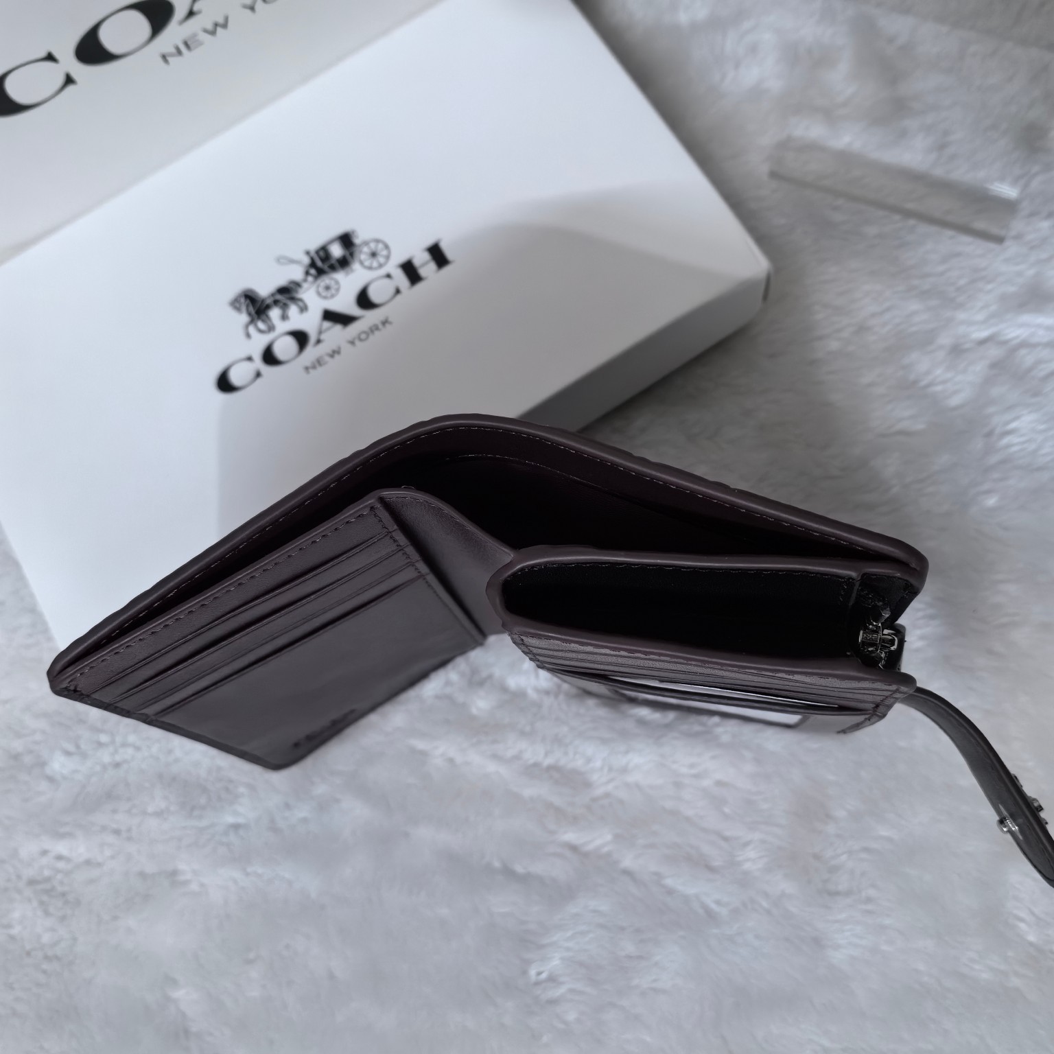 COACH Medium Corner Zip Wallet With Signature CM241 Black outlet New