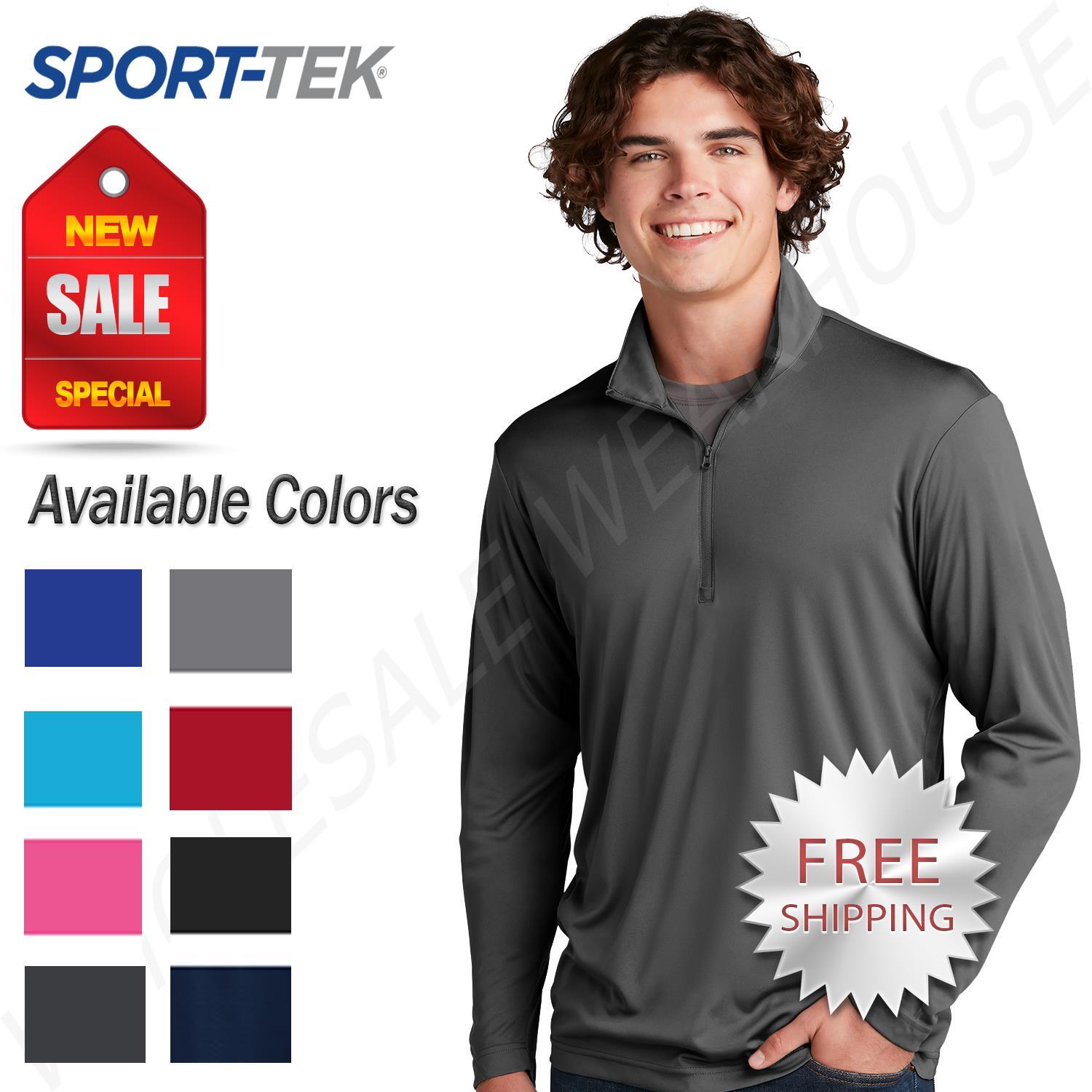 Sport-Tek Mens 1/4-Zip Pullover Long Sleeve Lightweight Cadet Collar ST357