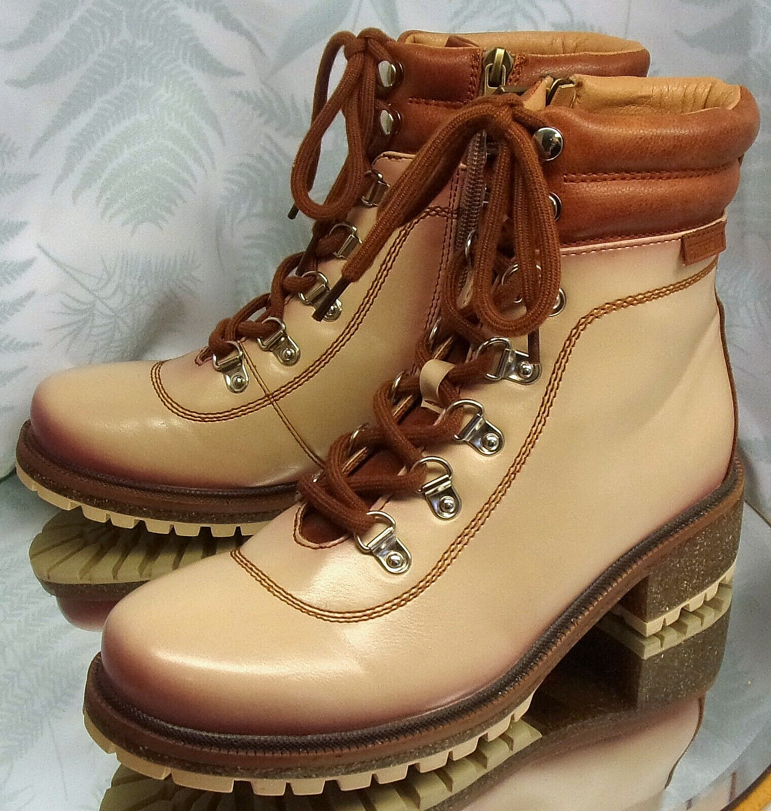 PATRIZIA EXPEDITION PINK BROWN ANKLE BOOTIES FASHION SHOES WOMENS SZ 8.5 EU 39