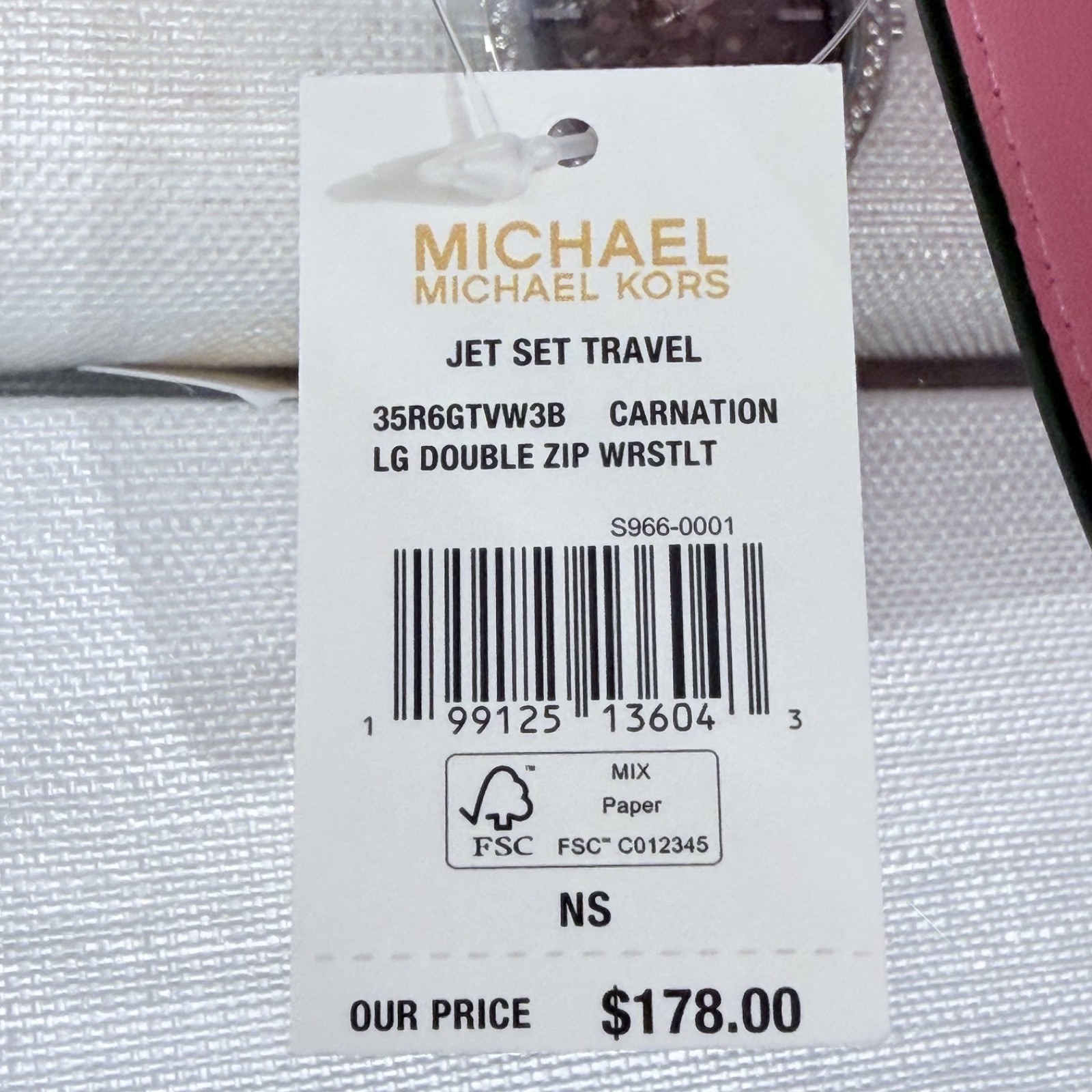 Michael Kors Jet Set Travel Double Zip Wristlet Wallet MK Logo Ombre Carnation