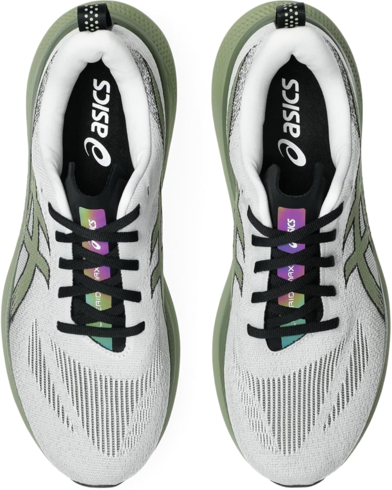 ASICS Men’s GLIDERIDE MAX 2 Running Shoes, 12.5, White/Moss – White/Moss – 12.5