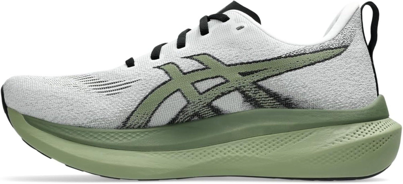 ASICS Men’s GLIDERIDE MAX 2 Running Shoes, 12.5, White/Moss – White/Moss – 12.5