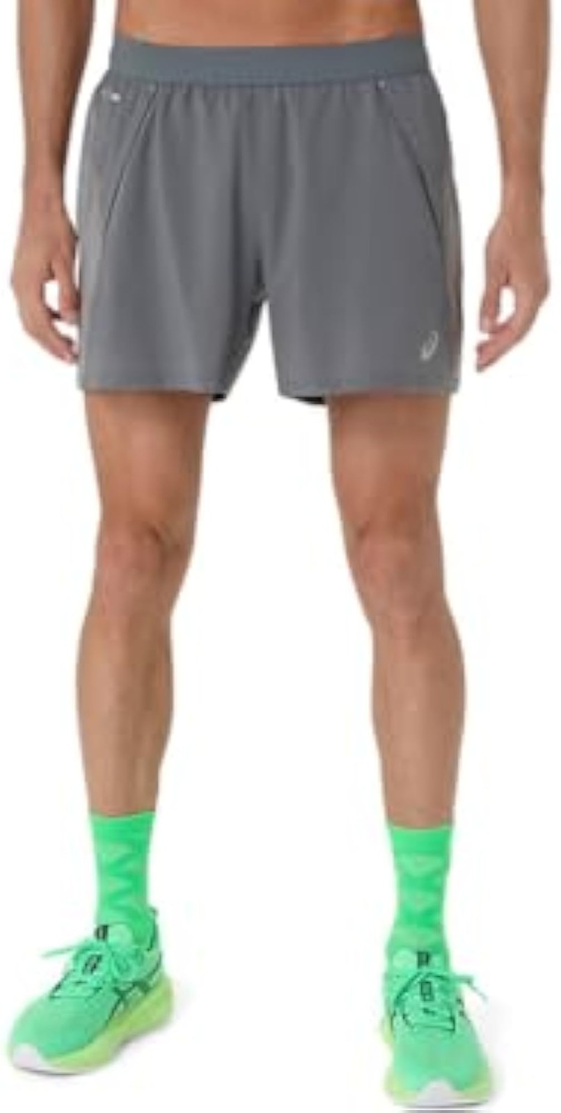 ASICS Men’s Road 5IN Short Running Apparel, L, Clay Grey/Steel Grey/Illuminate G