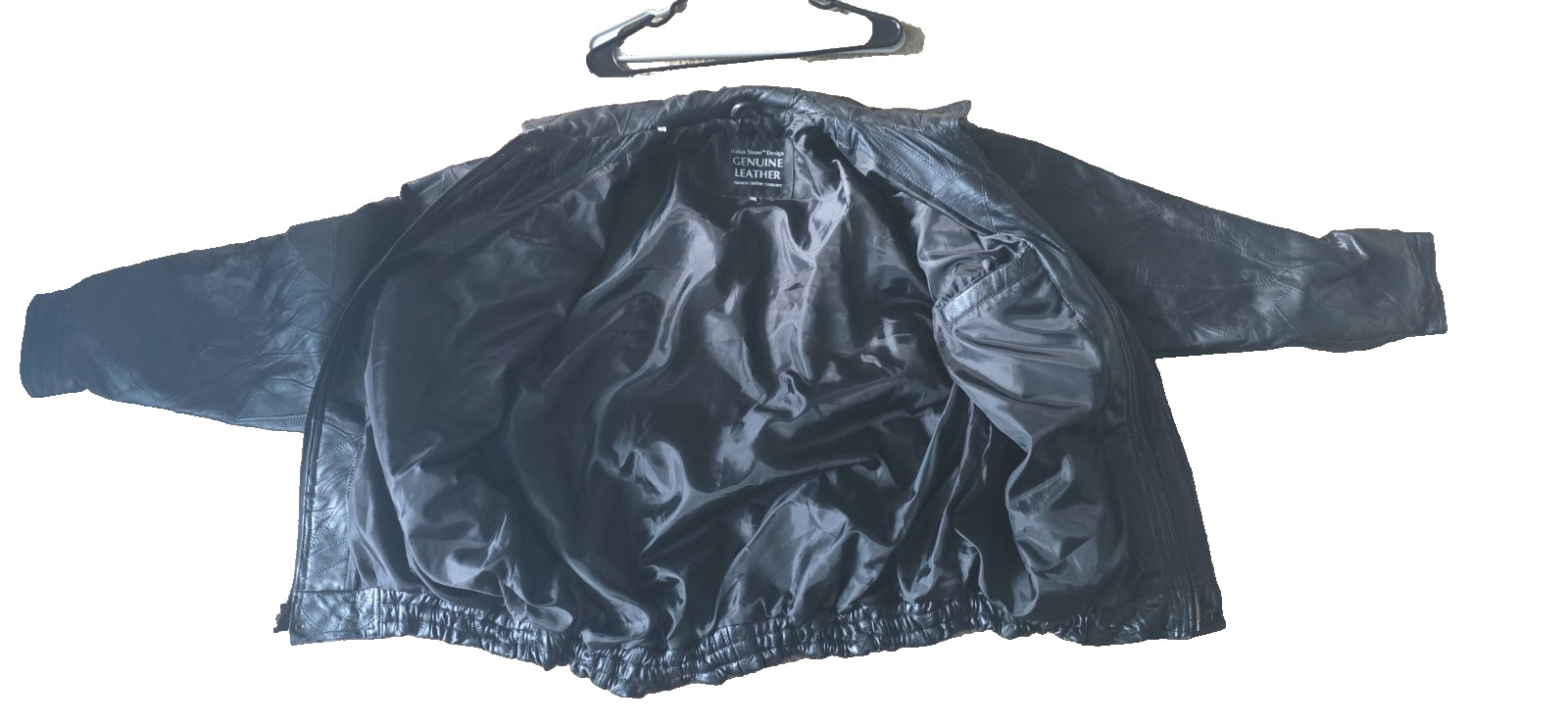 3XL italian stone design leather bomber jacket,Patchwork stitching, Metal zipper