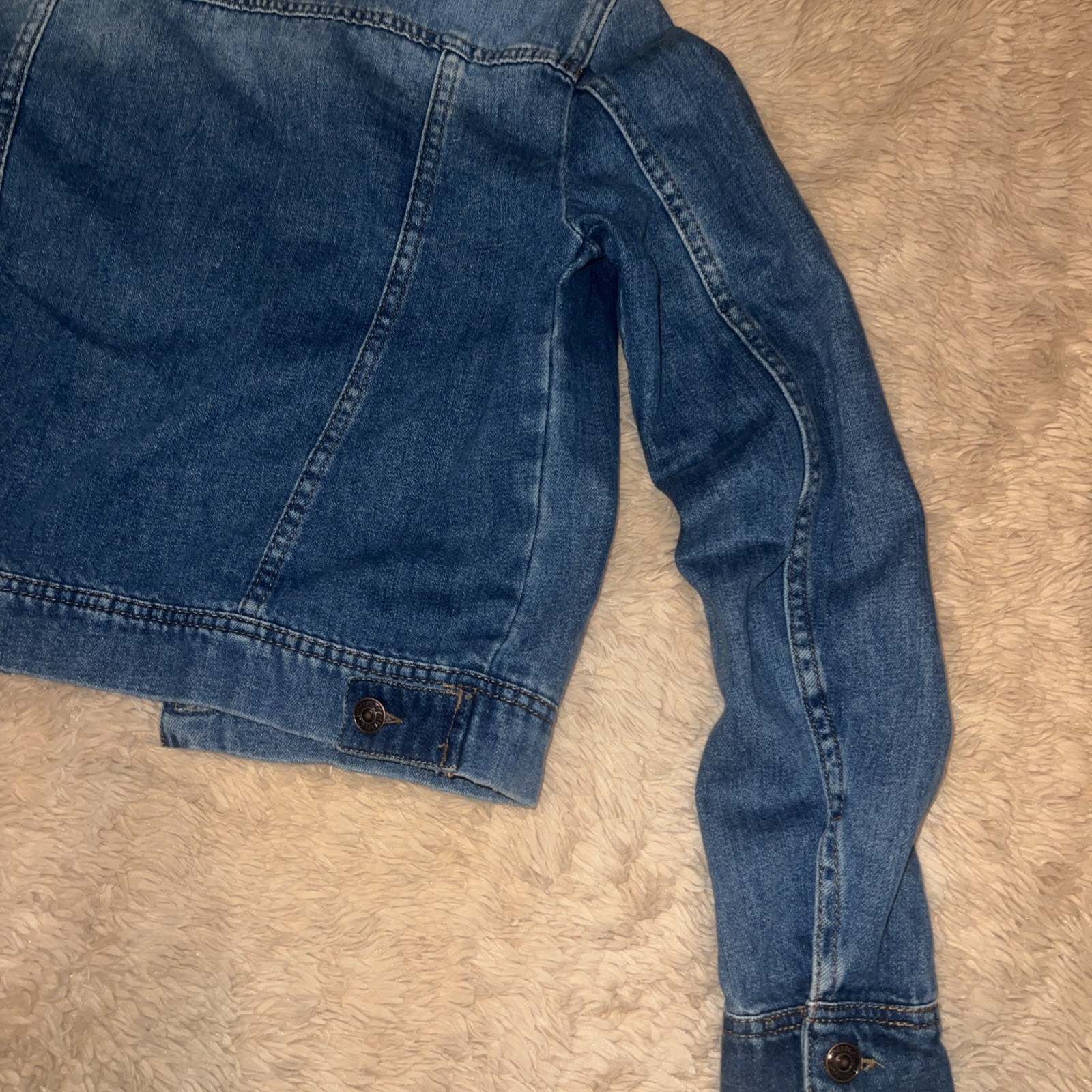 Free People Denim Jacket Womens Small Blue Button Front Cropped Jean