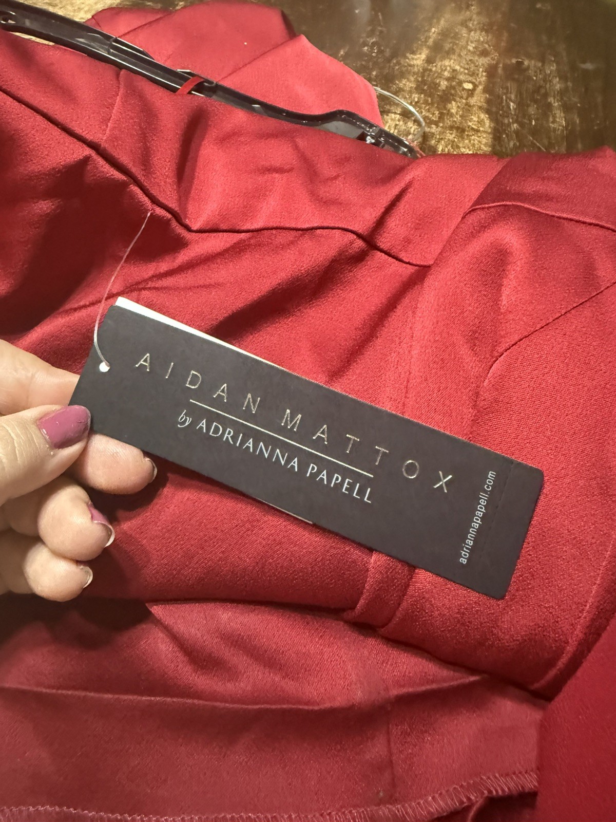 Aidan Mattox by Adrianna Papell Matador Red Satin One Shoulder Gown Size 10 $350