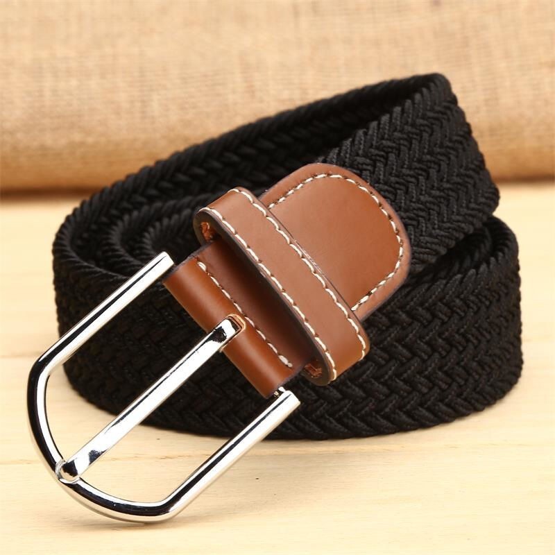 New Mens Womens Stretch Belt Braided Elastic Casual Woven Canvas Fabric Belt