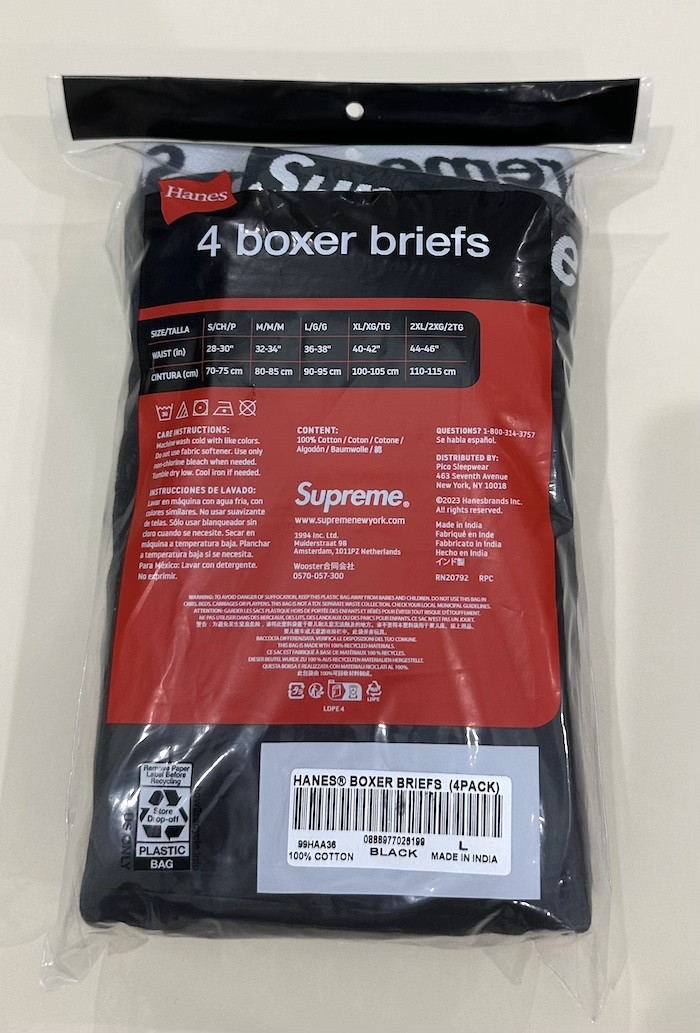 Supreme x Hanes Boxer Briefs (4 pack) black Large L