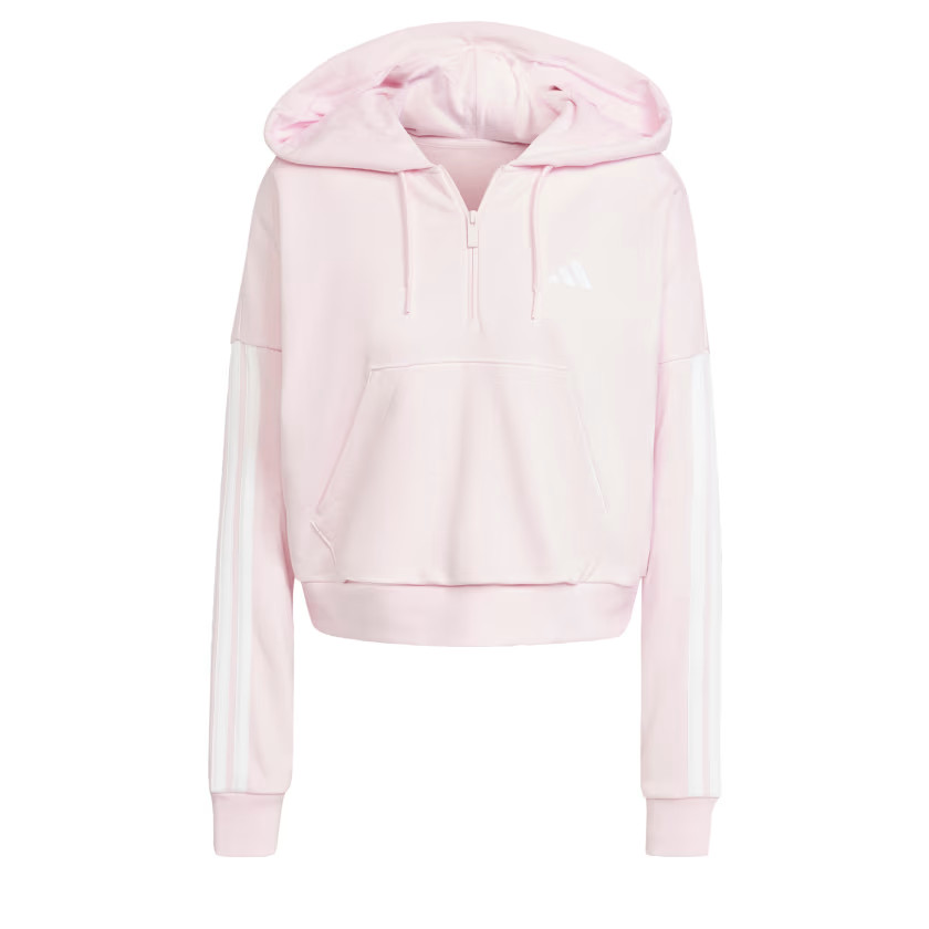 adidas women Essentials 3-Stripes French Terry Quarter-Zip Hoodie