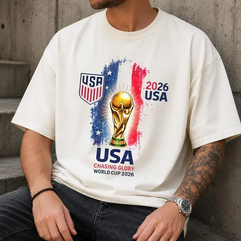 USA World Cup 2026 Shirt Soccer Fan Tee USA Football Trophy Graphic Game Day
