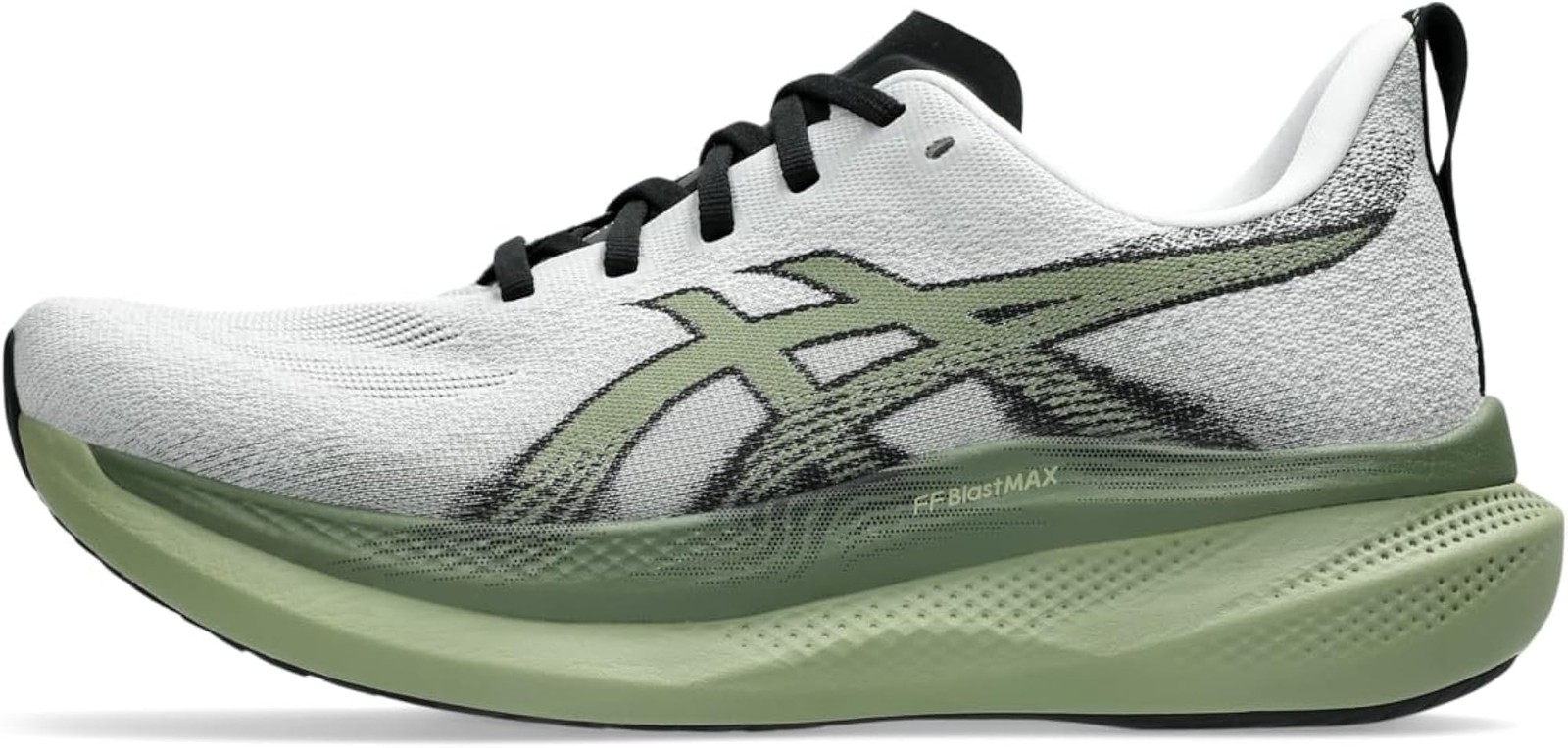 ASICS Men’s GLIDERIDE MAX 2 Running Shoes, 12.5, White/Moss – White/Moss – 12.5