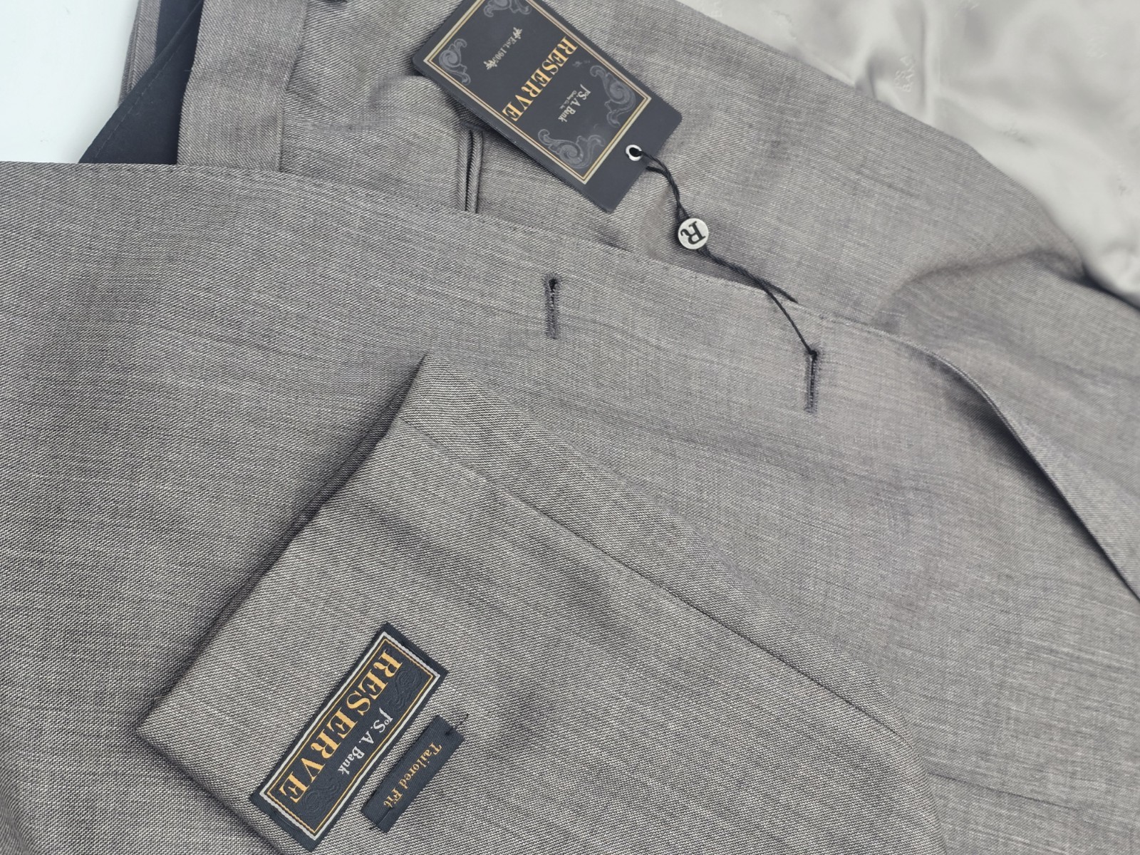 Jos. A. Bank Reserve Gray Worsted Wool 2-Piece Suit Tailored 44R 38W